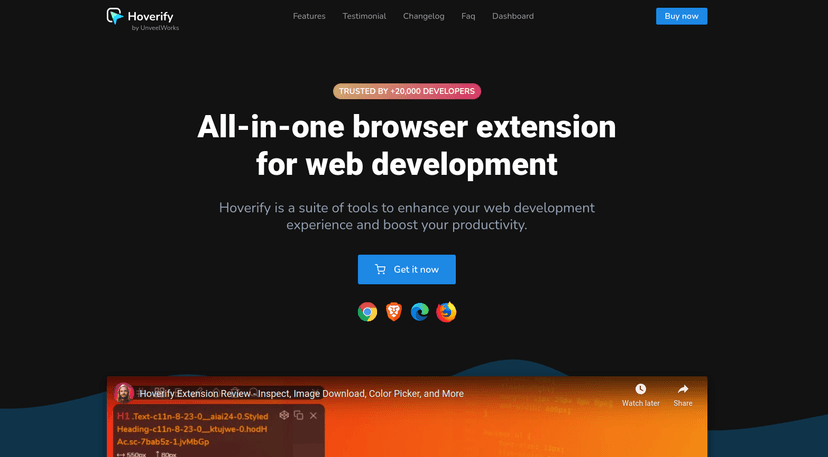 All-in-one browser extension for web development. Hoverify is a suite of tools to enhance your web development experience and boost your productivity.