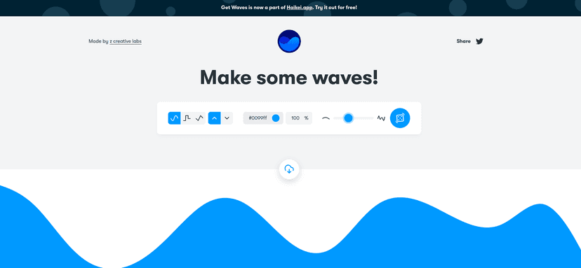 The wave generator uses an algorithm that focuses on creating harmonious visuals using one or more waves.