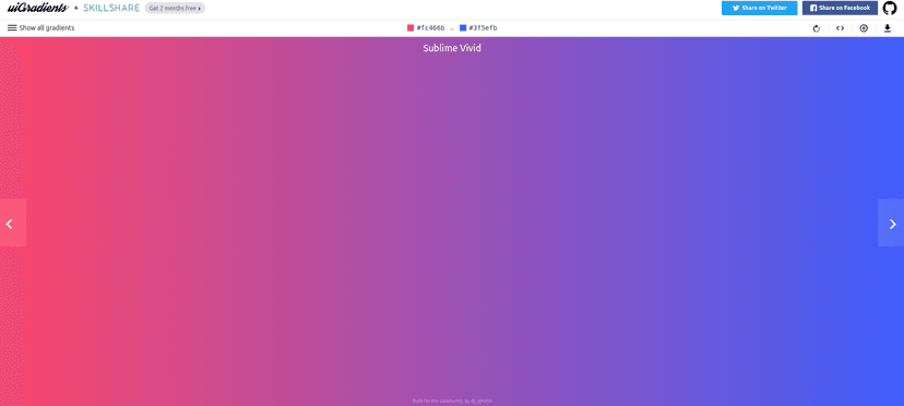 uiGradients is a handpicked collection of beautiful color gradients for designers and developers.