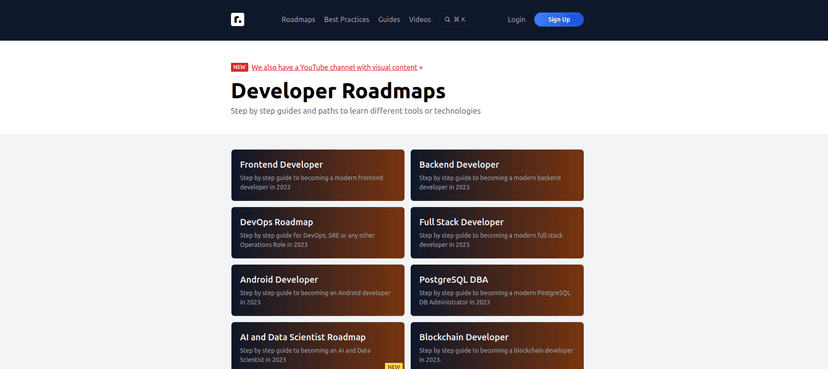 Community driven roadmaps, articles, guides, quizzes, tips and resources for developers to learn from, identify their career paths, know what they don't know, find out the knowledge gaps, learn and improve.