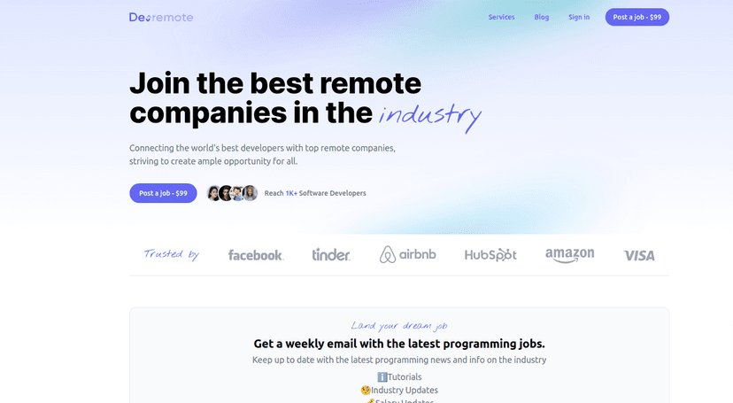 DevRemote is a job board for remote developers. We help companies find the best remote developers and help developers find the best remote jobs.