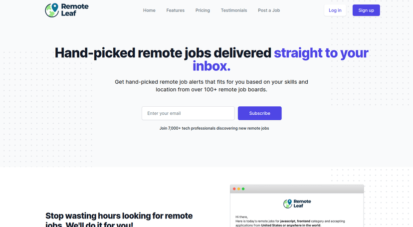 RemoteLeaf is a job board with remote jobs from companies around the world. We make it easy to find and apply for remote jobs.